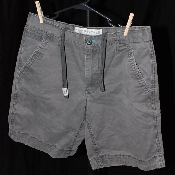 Aeropostale Mens Size 32 Gray Shorts Teal Accents & Drawstring - Picture 1 of 5
